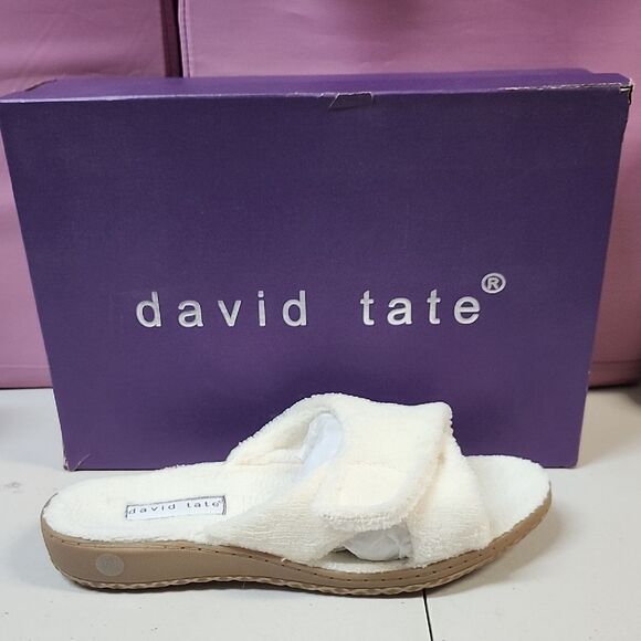 David Tate Women's 12W Bone Terry Cloth Slides - New - Picture 1 of 7